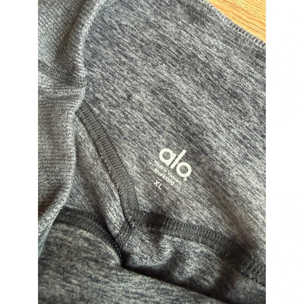 Alo Yoga High Waist Lounge Joggers‎ Dark Heather Gray Space Dye Ribbed Cuffs XL